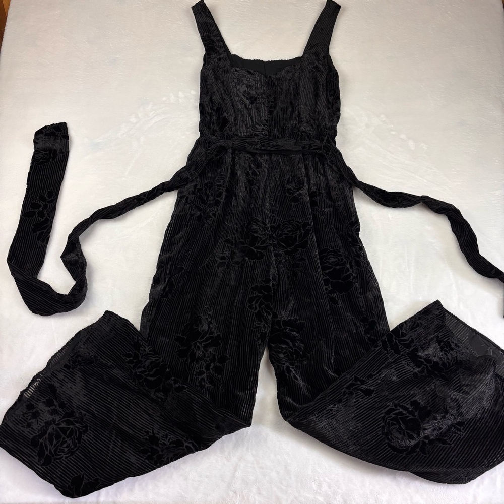 Elegant Black Jumpsuit with Floral Texture